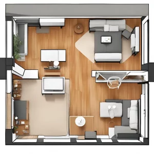 Example 2 Small Living Room with Multifunctional Furniture