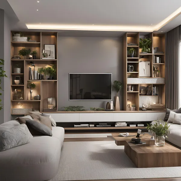 Modern Living Room with Built ins 01