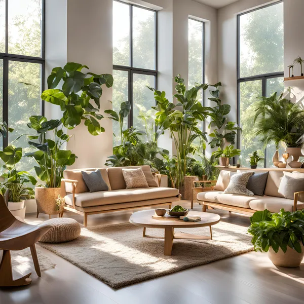 Modern living room with plants 04