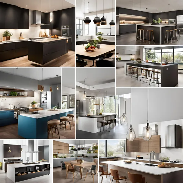 modern kitchen with pendant lights 01